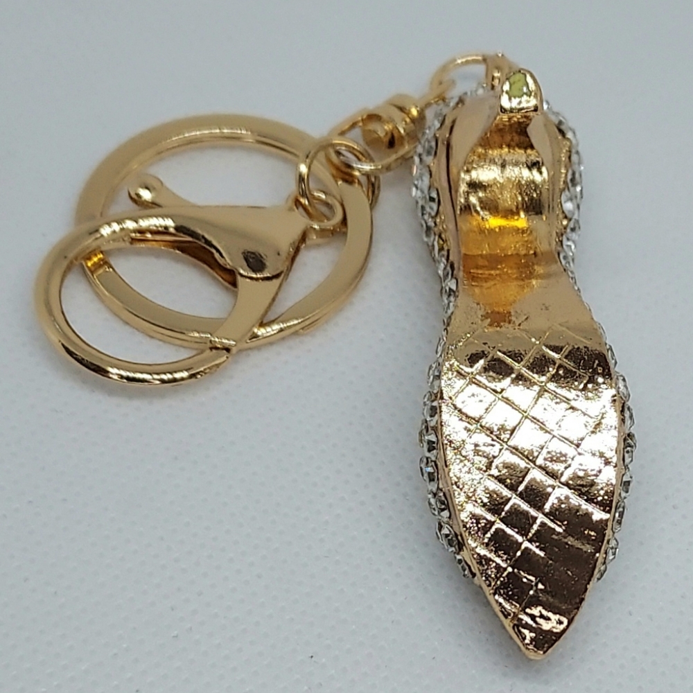 Reinstone Shoe Keychain Charm With Coordinating  Velvet Pouch & Gift Purse~Pink - Picture 6 of 8